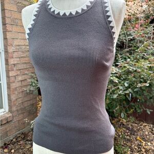 Stylish Gray Ribbed Tank Top